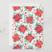 レッドウォーターカラーポインセチアフローラクリスマスパーティー 招待状 (裏面)