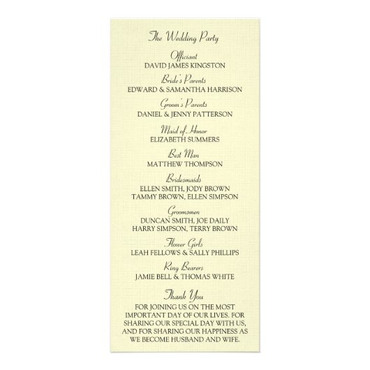 レッドウォーターカラーポピーフローラ結婚式 プログラム (裏面)