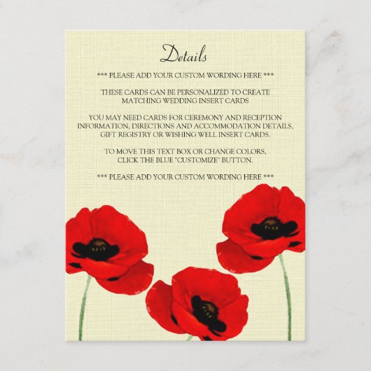 レッドウォーターカラーポピー結婚ズフローラコレクション エンクロージャーカード (正面)