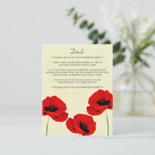 レッドウォーターカラーポピー結婚ズフローラコレクション エンクロージャーカード (スタンド正面)