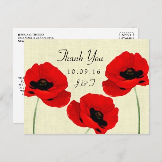 レッドウォーターカラーポピー結婚ズフローラコレクション ポストカード (正面/裏面)