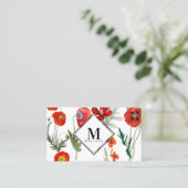 レッドウォーターカラーポピー花模様プロフェッショナル 名刺 (スタンド正面)