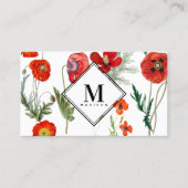 レッドウォーターカラーポピー花模様プロフェッショナル 名刺 (正面)