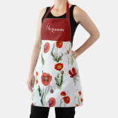 レッドウォーターカラーポピー花模様 エプロン (インサイチュ)