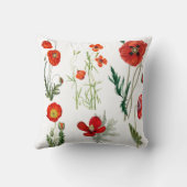 レッドウォーターカラーポピー花模様 クッション (裏面)