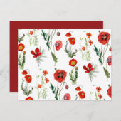 レッドウォーターカラーポピー花模様 シーズンポストカード (正面/裏面)
