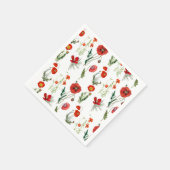 レッドウォーターカラーポピー花模様 スタンダードカクテルナプキン (角)