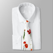 レッドウォーターカラーポピー花模様 ネクタイ (タイ)