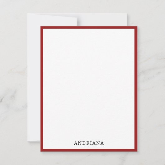 レッドウォーターカラーポピー花模様 ノートカード (正面)