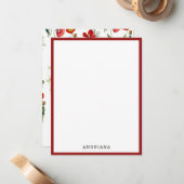 レッドウォーターカラーポピー花模様 ノートカード (正面/裏面インサイチュ)