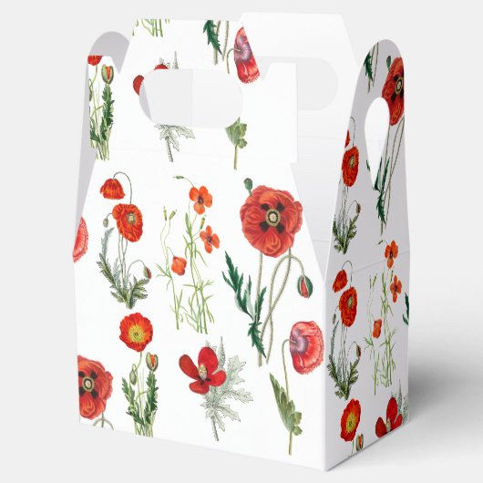 レッドウォーターカラーポピー花模様 フェイバーボックス (オープン)