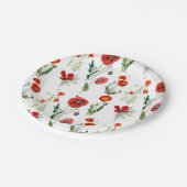 レッドウォーターカラーポピー花模様 ペーパープレート (アングル)
