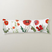 レッドウォーターカラーポピー花模様 ボディピロー (裏面)