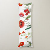 レッドウォーターカラーポピー花模様 ボディピロー (裏面 (縦))