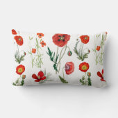 レッドウォーターカラーポピー花模様 ランバークッション (裏面)
