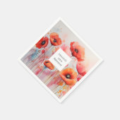 レッドウォーターカラーポピーinフィールド誕生日 スタンダードカクテルナプキン (角)