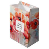 レッドウォーターカラーポピーinフィールド誕生日 ミディアムペーパーバッグ (正面アングル)