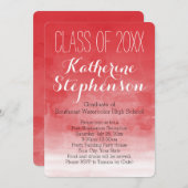 レッドウォーターカラー卒業パーティー招待状 招待状 (正面/裏面)