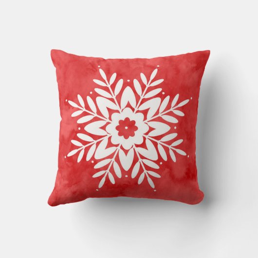 レッドウォーターカラー抽象芸術スノーフレーク クッション (裏面)