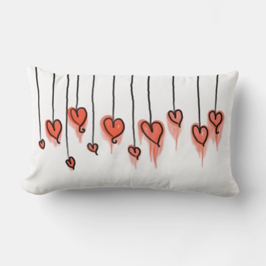 レッドウォーターハートかわいいバレンタインデー ランバークッション (正面)