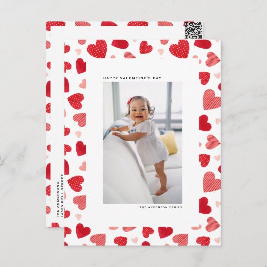 レッドウォーターハートフォトハッピーバレンタインデー シーズンポストカード (正面/裏面)