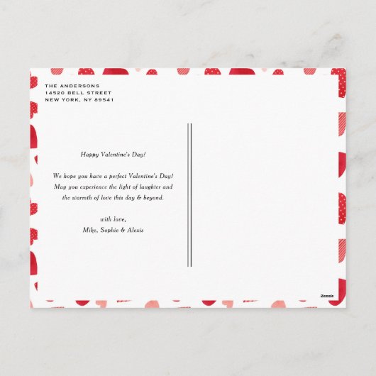 レッドウォーターハートフォトハッピーバレンタインデー シーズンポストカード (裏面)