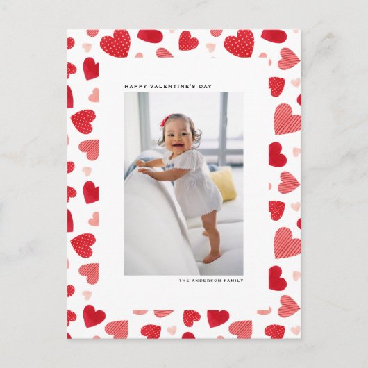 レッドウォーターハートフォトハッピーバレンタインデー シーズンポストカード (正面)