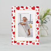 レッドウォーターハートフォトハッピーバレンタインデー 箔シーズンカード (立ち正面)