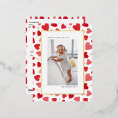 レッドウォーターハートフォトハッピーバレンタインデー 箔シーズンポストカード (正面/裏面)