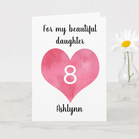 レッドウォーターハート8誕生日カード カード (小さな植物)