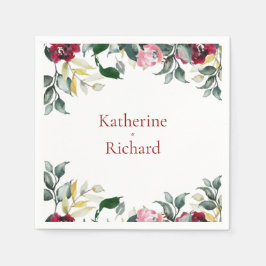 レッドウォーターバラ結婚ズカクテル スタンダードカクテルナプキン