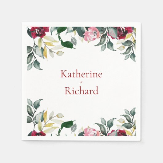 レッドウォーターバラ結婚ズカクテル スタンダードカクテルナプキン (正面)