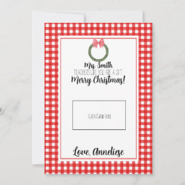 レッドウォーターリース先生クリスマスギフトカード サンキューカード