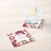 レッドウォーター結婚色牡丹 スクエアペーパーコースター (インサイチュ)