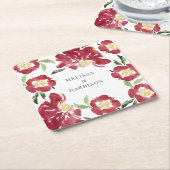 レッドウォーター結婚色牡丹 スクエアペーパーコースター (アングル)