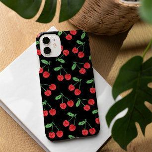 レッドウォーター色さくらんぼフルーツパターン iPhone 16ケース