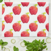 レッドウォーター色のアップルパターン キッチンタオル (折り畳み)