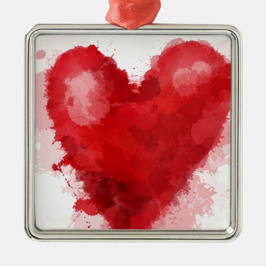 レッドウォーター色のハートゴシックガールバレンタイン メタルオーナメント (正面)