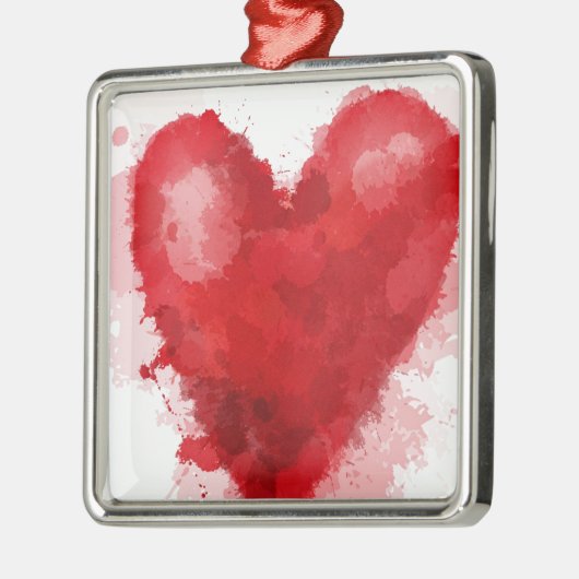 レッドウォーター色のハートゴシックガールバレンタイン メタルオーナメント (左)