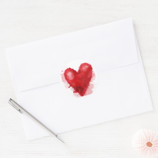 レッドウォーター色のハートゴシックガールバレンタイン ラウンドシール (封筒)