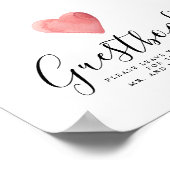 レッドウォーター色のハート結婚のゲストブックのサイン ポスター (角)