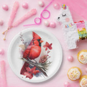 レッドウォーター色の冬（鳥）ショウジョウコウカンチョウ ペーパープレート (パーティー)