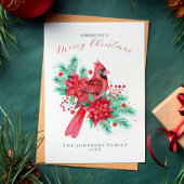 レッドウォーター色の（鳥）ショウジョウコウカンチョウバードクリスマス シーズンカード