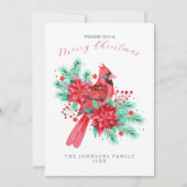 レッドウォーター色の(鳥)ショウジョウコウカンチョウバードクリスマス シーズンカード (正面)