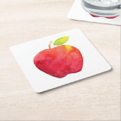 レッドウォーター色アップル スクエアペーパーコースター (アングル)