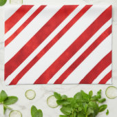 レッドウォーター色キャンディーケーンストライプズ キッチンタオル (折り畳み)