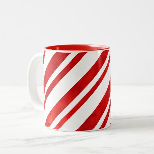 レッドウォーター色キャンディーケーンストライプズ ツートーンマグカップ (正面左)
