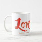 レッドウォーター色スクリプトラブマグとカスタム文字 コーヒーマグカップ (左)