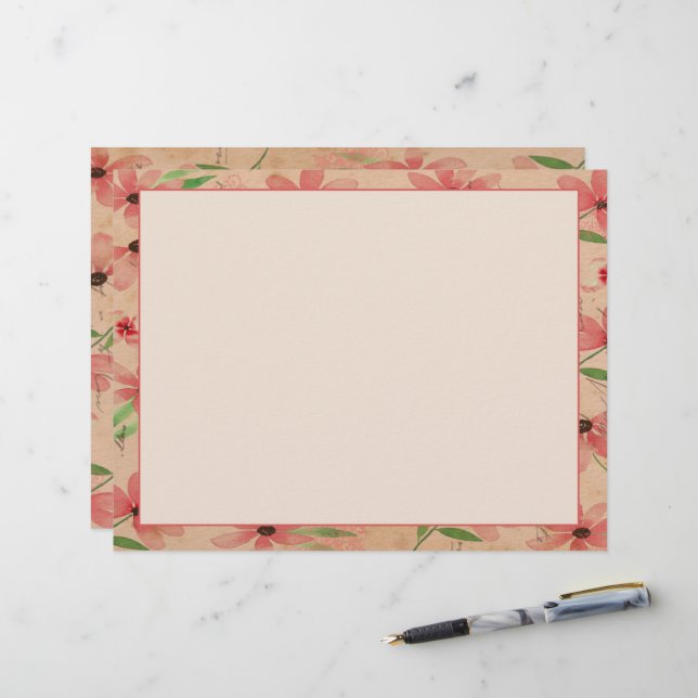 レッドウォーター色デイジーフィールドヴィンテージ レターヘッド (正面/裏面インサイチュ)