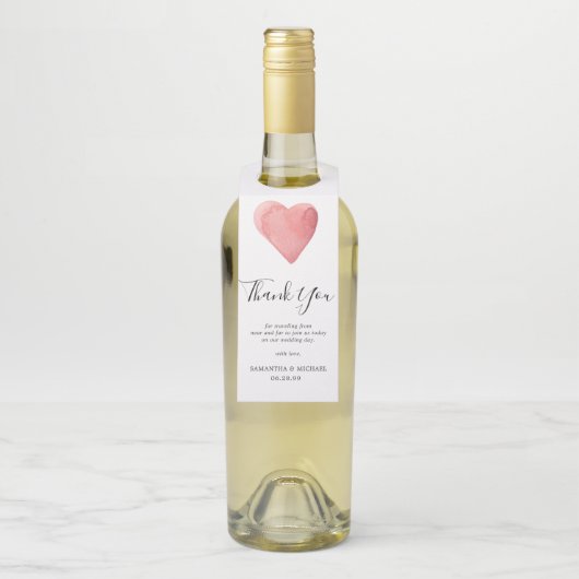 レッドウォーター色ハート結婚式の引き出物ありがとう ボトルネックタグ (ボトル)